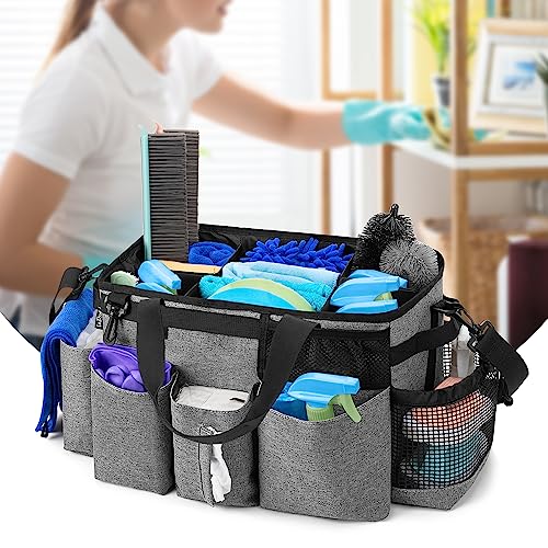 LoDrid Wearable Cleaning Caddy Bag with 4 Foldable Dividers, Cleaning Supply Organizer with Shoulder Strap and Side Handles for Cleaners & Housekeepers, Grey by LoDrid - Image 8