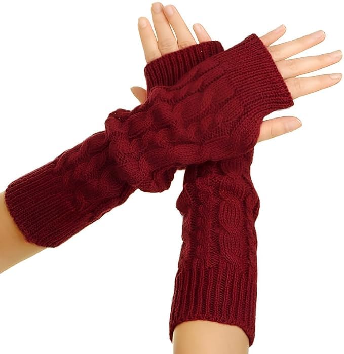 Fingerless Gloves Thumb Hole Thumb Hole Gloves Winter Warm Fashionable Solid Color Knitted Fingerless Gloves For Men And Women Gloves for Driving Cosplay Knit Arm Warmer Fingerless Gloves Thumb Hole-image-46