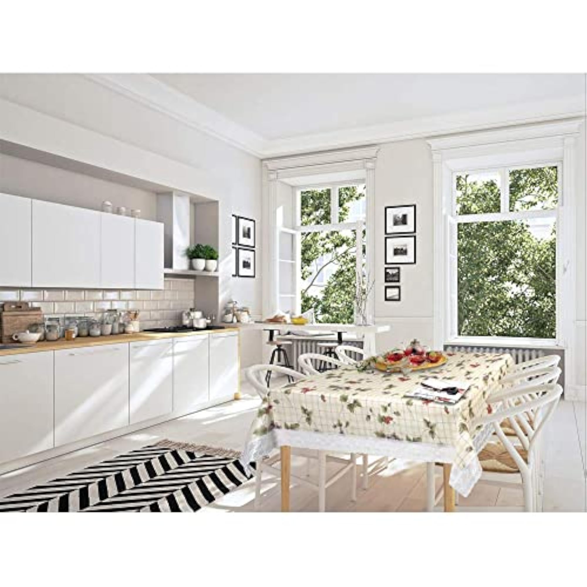 Waterproof PVC Vinyl Dining Table Cover Cloth, 6-8 Seater