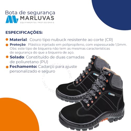 Bota Segurança Ocupacional Epi Marluvas Premier 75bpr29 Msmc (PRETO, BR, Adulto, Numérico, 44)