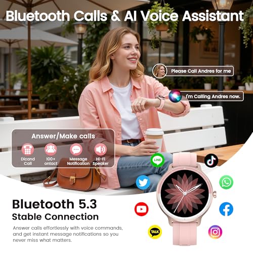 Image of Smart Watch for Women, Make /Answer Calls & AI Voice Assistant, Fitness Tracker with Pedometer Sleep & Activity Tracking, IP68 Waterproof, Smartwatch for Android /iOS /Samsung Phones