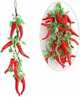 ISAKEN Künstliche Chili 4-tlg | Lebensechte Gemüse-Deko | Für Küche & Fotografie