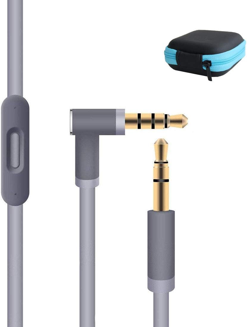 Headphone Cord Beats Audio Cord Replacement with in-line Remote & Microphone for Beats by Dr Dre Headphones Solo Studio Pro Detox Wireless Mixr Executive Pill(Grey+Storage Case)