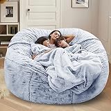 Housse de Pouf Poire (sans Remplissage) ，Fauteuil Poire Doux et Moelleux Lavable en Machine, pour Extérieur et Intérieur Détente,Pouf Poire Adulte et Enfants (Color : Gris Neige, Size : 180 * 90 cm)