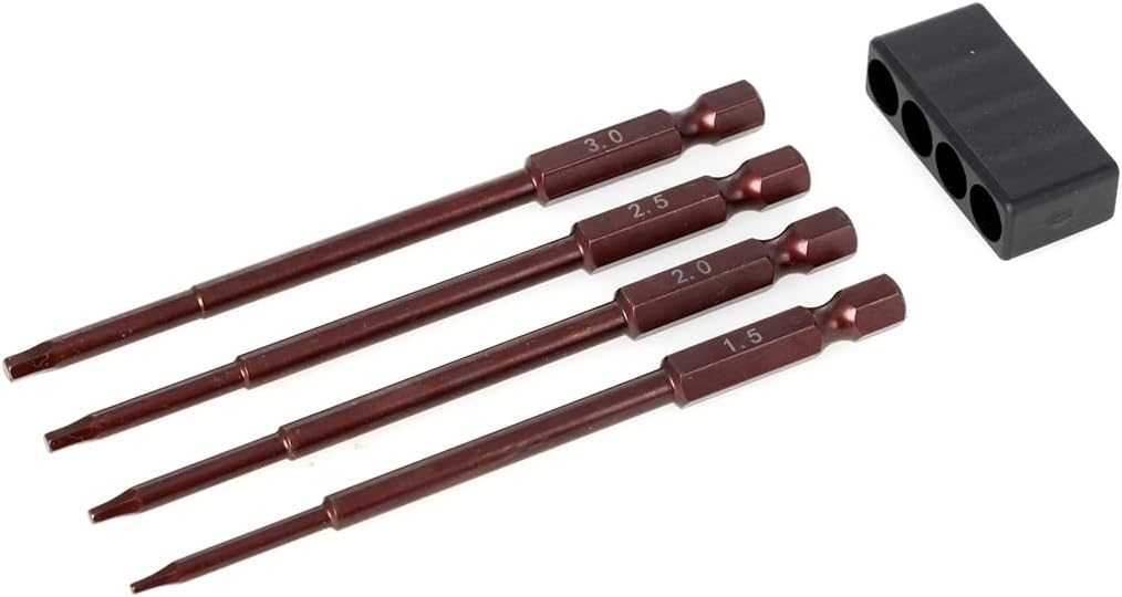 LCX Racing 4pc 1/4" Metric Hex Bit Set, Electric Screwgun, Power Drill RC Hobby RC Model RC Truck (1.5 2.0 2.5 3.0mm)