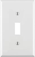 Leviton 80701-W 1-Gang Toggle Switch Wallplate, White Thermoplastic Nylon, Standard Size - Durable Easy Install