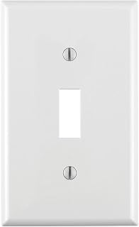 Leviton 80701-W 1-Gang Toggle Switch Wallplate, White Thermoplastic Nylon, Standard Size - Durable Easy Install