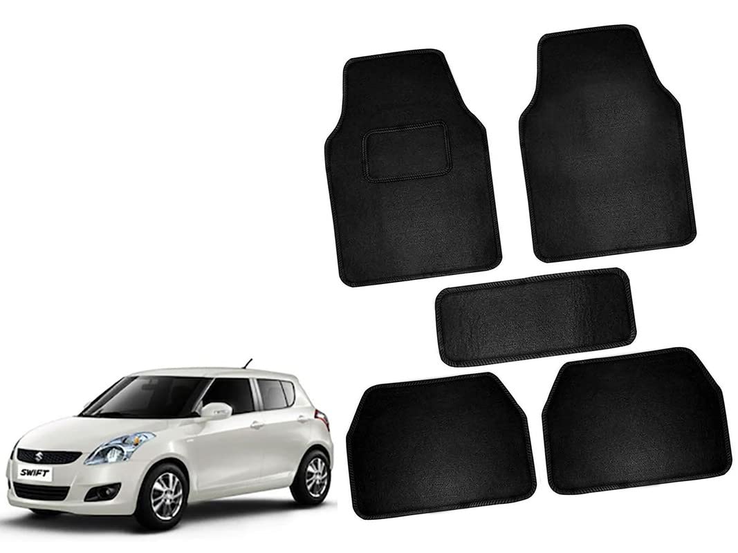 Auto Pearl Carpet Black Car Floor/Foot Mats Compatible with Swift Type-3 (2011-2014) (Set of 5)