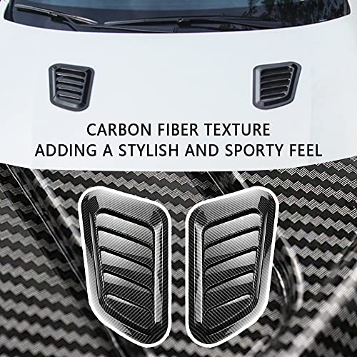 Ssnnuu 2Pcs Personalised Carbon Fiber Car Hood Vents Trim Cover,Universal Front Hood Scoop For Cars Trucks Suvs,Cool Parts & Trim Decoration Kits To Customise Your Car Exteriors (Carbon Fiber-2Pcs) #TOP4