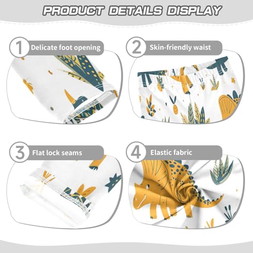 Bolaz Toddler Girls Leggings Printed Yoga Pants Leggings Yellow Green Dinosaur for Kids3