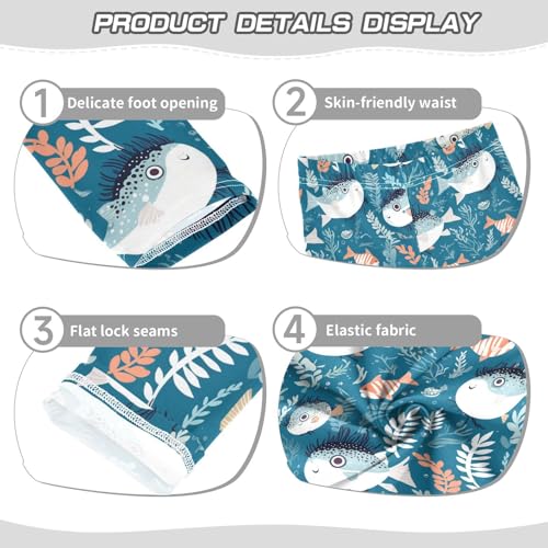 Puffer Hawaiian Fish and Seaweed Kids Baby Girls Legging Fashion Full Length Sweatpants Gym3