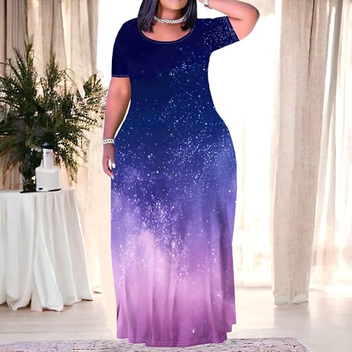 Image of Plus Size Maxi Dresses for Curvy Women T-Shirt Summer Sun Dresses Loose Fit