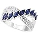 925 Sterling Silver Fashion Two-Tone Inlaid Zircon & Sapphire Ring - European & American Style Women’s Engagement Ring, Ideal for Bridal Wear, Engagement & Wedding Anniversary​ Size 7