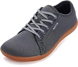 WHITIN Men's Wide Casual Barefoot Shoes Minimalist Zero Drop Grey Gum 12