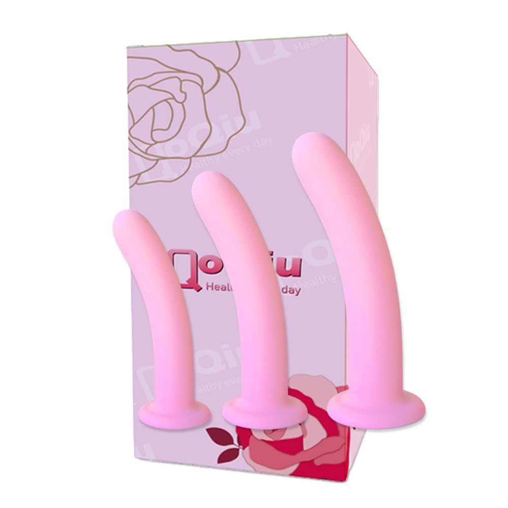 3-Pack Silicone Pelvic Floor Muscle Dilator Trainer Set, Pelvic Wand Massager for Women, Pelvic Floor Muscle Trainer, Pelvic Floor Strengthening Device (with Storage Bag)