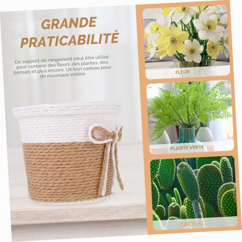 Cache-pots tissés miniatures panier fleurs papier imitation - 5