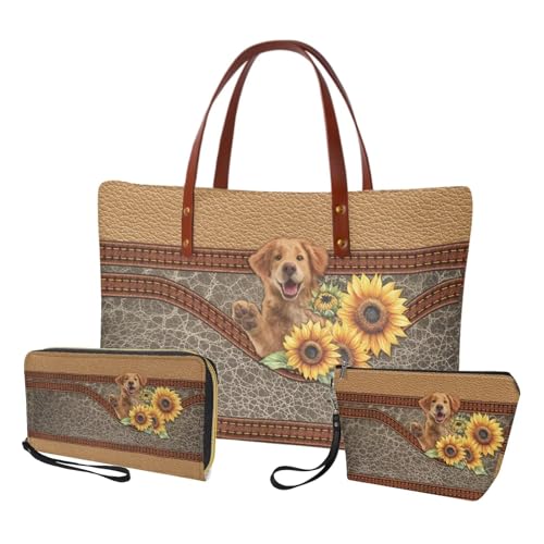 Image of Top Handle Purse for Women, Large Tote Handbag With PU Wallet Set, Gift for Mom