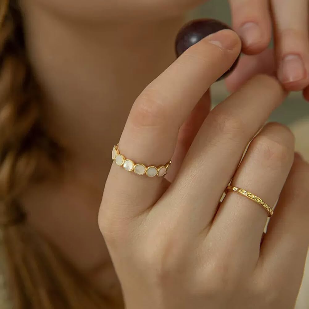 Anillo de 14 quilates para mujer, ligero, tamaño chapado en oro con 6/7/8, perlas de oro, uso especial y elegante, ajuste diario, anillo ideal, ocasiones para, Metal
