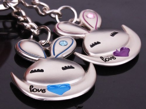 4Ever Love Jumping Rabbits Couple Keychains, With Gift Box & Greeting Card Best For Valentine's Day Anniversary Wedding Gifts (A Pair) #TOP2