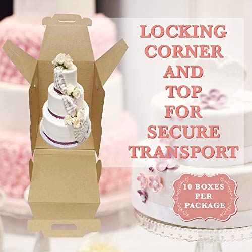 Specialt | Disposable Cake Carrier Tall Cake Caddy 2 Or 3 Layer Cake Carrier - 12 Inch Tall 10X10 Cake Box 10-Pack #TOP1