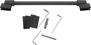 Stainless Steel Frameless Square Shower Door Fixed Panel Support Bar for 3/8″ to 1/2″ Thick Glass (Matte Black Finish)