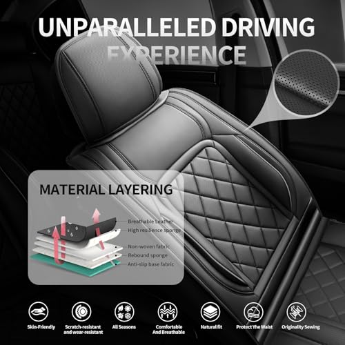 Image of Fit Equinox Car Seat Covers Compatible with Chevy Equinox 2011-2025 2026, Premium Leather Breathable, Wear Resistant, Airbag Compatible, All-Weather Protection & Full Coverage, Full Set Black