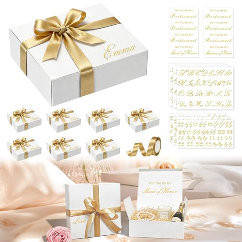 8 Sets Bridesmaid Proposal Gift Boxes with Lids - 8Pcs