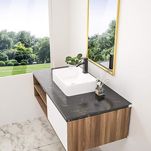 Rectangular Vessel Sink - Beslend 19”X15” White Modern Ceramic Porcelain Above Counter Bathroom Sink Art Basin With Faucet Hole #TOP5