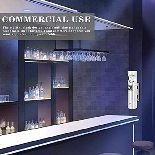 Wall-Mounted Stainless Steel Cigarette Butt Receptacle with Smoking Sign – Durable Outdoor Trash Can for Commercial Use, Sleek Cigarette Disposal Container