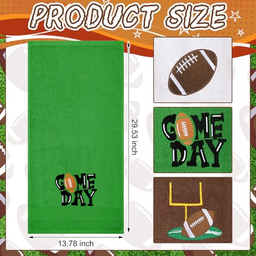 SmoothNovelty 3 Pcs Football Hand Towels for Bathroom Embroidered Bathroom Towels Farmhouse Decorative 13.78 x 29.53 Inch Absorbent Soft Cotton for Kitchen Dish Fast Drying Decor by SmoothNovelty - Image 3