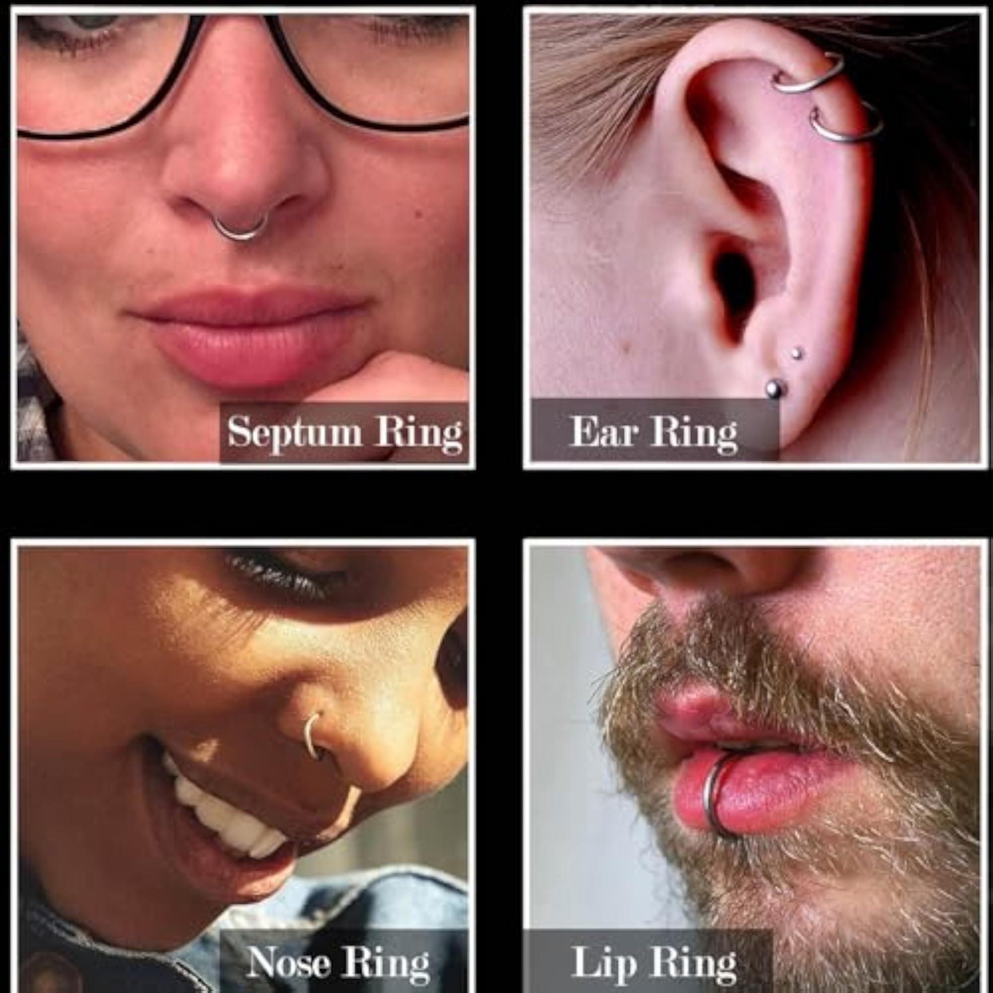 2Pcs Titanium Hinged Piercing Rings Hoop Set