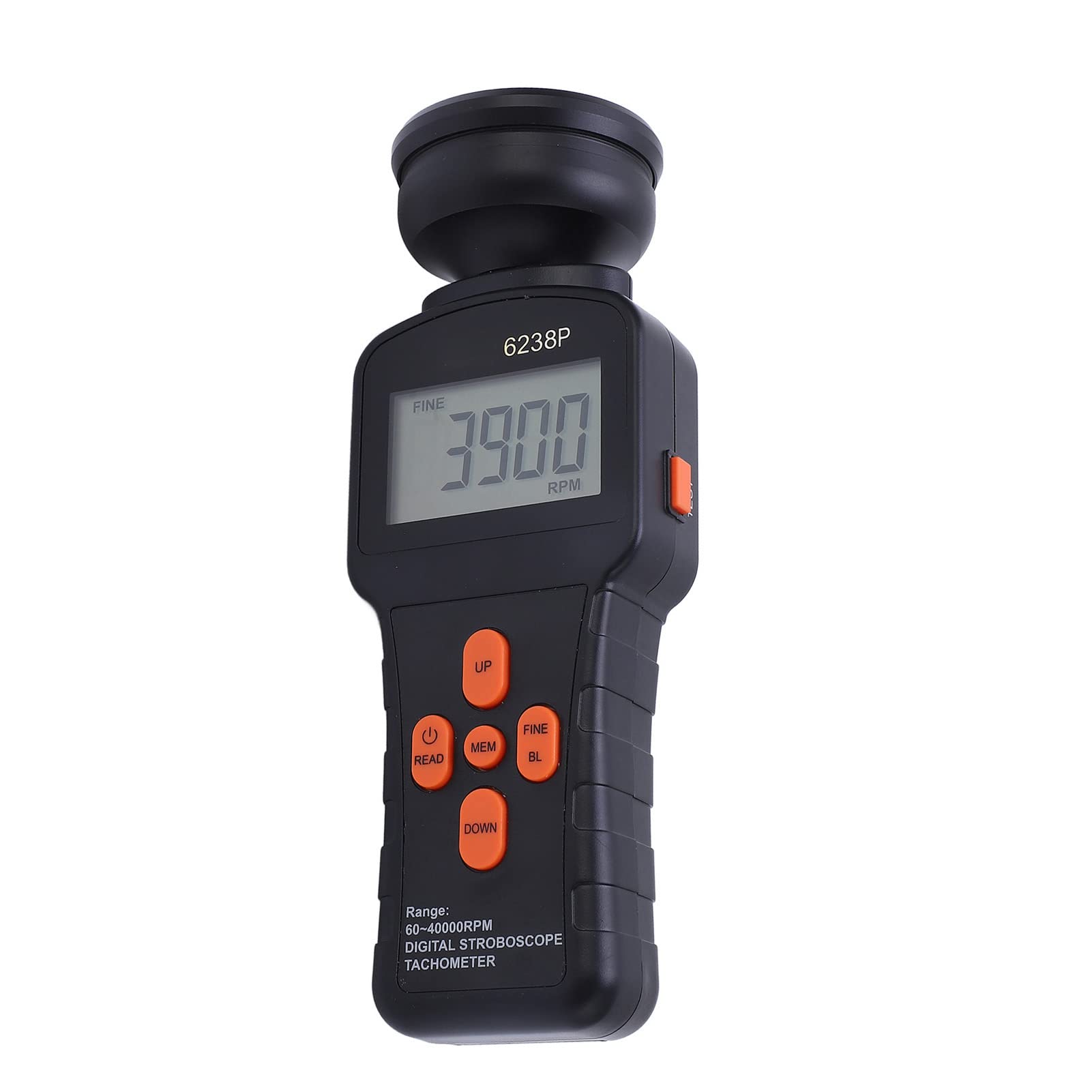 Fafeicy Stroboskop-Drehzahlmesser 6238P, Tragbarer Digitaler Hand-Umdrehungsmesser mit Großem LCD-Display für Drehzahlmessung 60–40.000 U/min, Industrielle Wartung