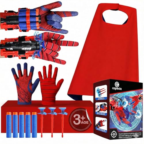 Superhero Toy Set – Includes 2 Shooters, 2 Gloves, and 1 Cape – Ideal for Indoor and Outdoor...