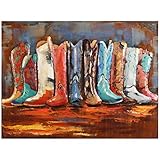 Empire Art Direct Cowboy’s Boots Mixed Media Iron Hand Painted Dimensional Wall Art, 30" x 40" x 2.4", Ready to Hang