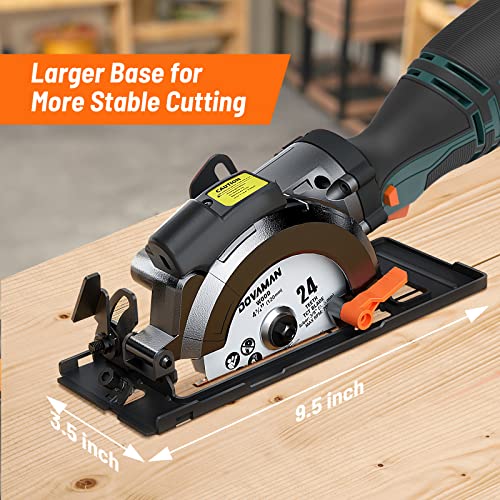 Image of DOVAMAN Circular Saw, 5.8A Mini Circular Saw with Laser, 3500rpm, Metal Auxiliary Handle, Cutting Depth 1-11 /16 inch (90), 1-3 /8 inch (45), 6 Saw Blades Ideal for Wood, Soft Metal, Plastic, Tile, Blue