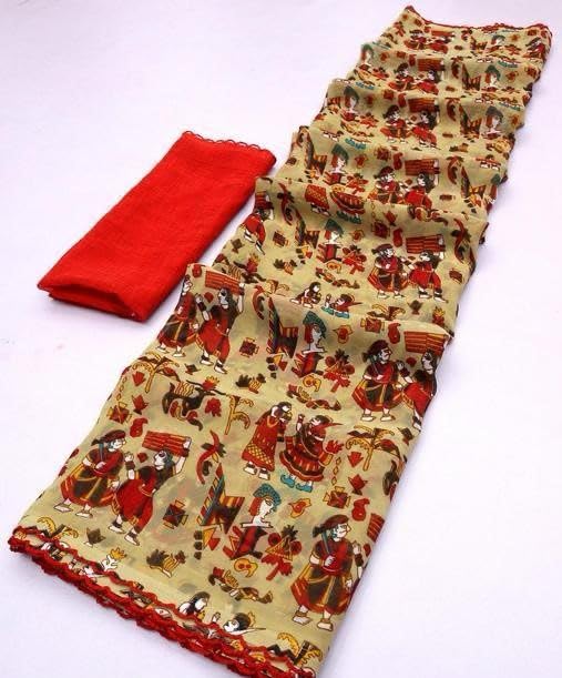 Elegant Printed Georgette Saree with Lace Border-image-13
