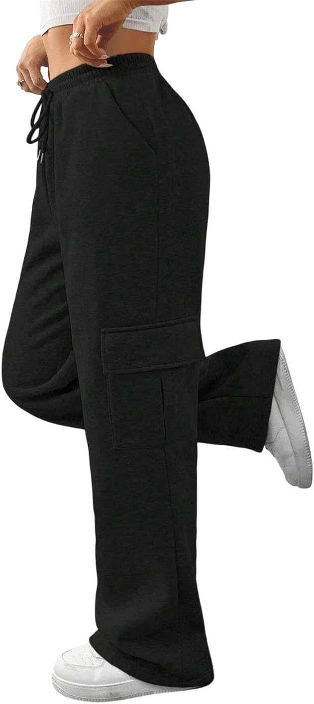 Women's Winter Thermal Lined Side Pocket Drawstring Casual Sport Pants