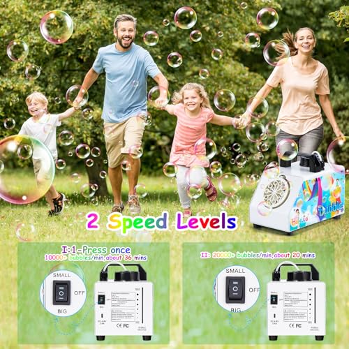 Hakuta Upgraded Bubble Machine with 2 Speed Levels Portable Bubble Machine for Outdoor Indoor Birthday Wedding Parties - Thumbnail 4