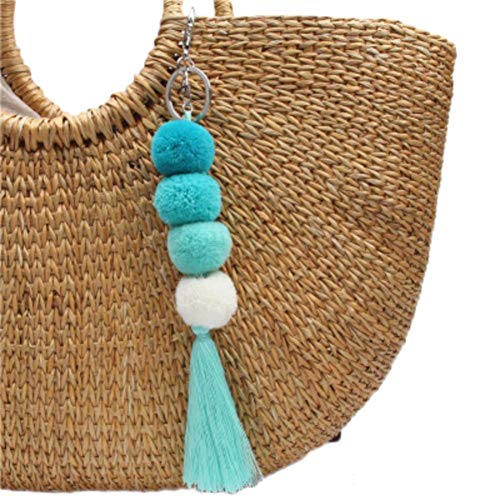 Preisvergleich Produktbild Artily Damen Quaste Schlüsselanhänger Bunt Bommel Ball Handarbeit Schlüsselanhänger, Bohemia Handtaschenanhänger Geschenk für Mädchen, hellblau (Blau) - TN08Z2WGYU
