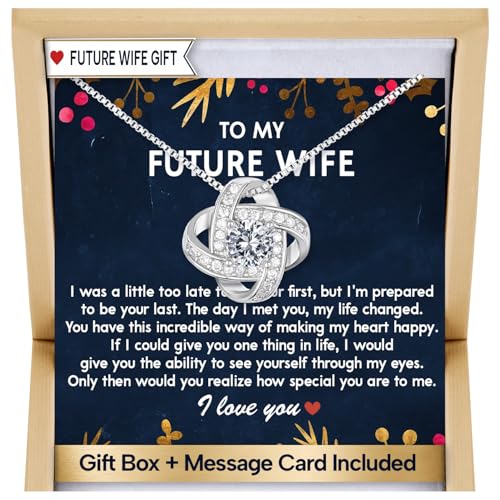 Larvincy To My Future Wife Necklace With Heartfelt Message & Elegant Box - Valentines Gifts For Her Sentimental Jewelry Gift For Bride-to-be Fiance Soulmate On Birthday Anniversary Christmas