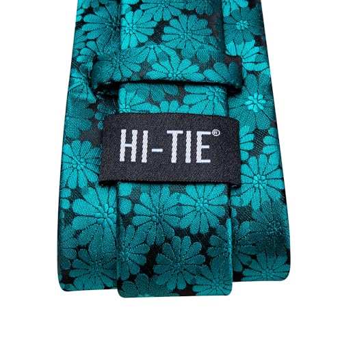 Image of Hi-Tie Silk Ties for Men Plaid Paisley Striped Necktie Pocket Square Cufflinks Set Formal Business
