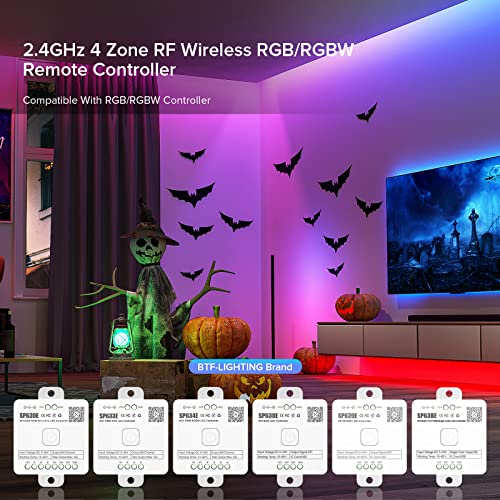 Image of BTF-LIGHTING RB3 2.4G Wireless Touch RF Remote for PWM or SPI RGB RGBW LED | 4 Zone Control, Match with SP530E SP630E SP633E SP634E SP638E SP639E SP63BE, Support COB SMD Chasing LED Strip For Smart Home