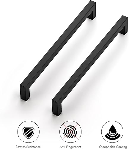 Miniatura 8 de Ravinte Paquete de 5 manijas cuadradas de gabinete de cocina de 8-45 pulgadas, color negro mate, tiradores de cajón negros, accesorios de gabinete