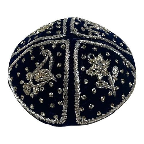 Ella Judaica Original Handmade Persian Groom Kippah, Premium Satin Velvet