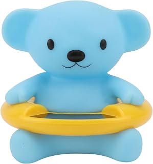Bear Shaped Bath Thermometer for Babies, Floating Water Temperature Tester with Safety Sensor, Blue Cute Shower Accessory for Bathing