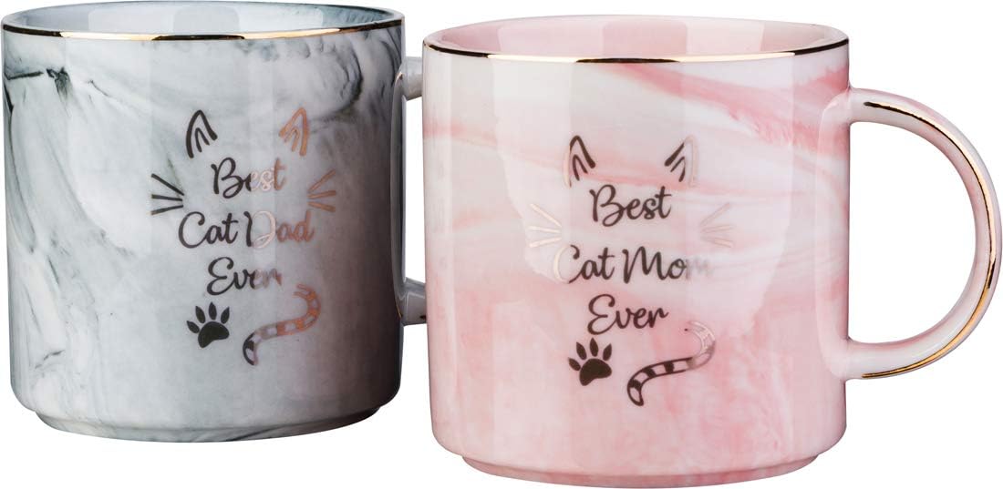 Funny Mugs For Cat Lovers Couples-Best Mom/Dad Ever Coffee Mug Set,Funny Gift Ideas For Men and Women New Cat Parent Gifts - Image 3