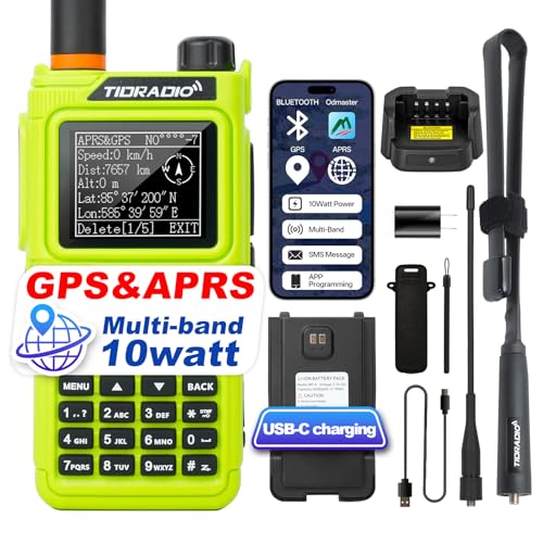 Image of TIDRADIO TD-H9 10Watt GPS&APRS Multi-Band Ham Radio Capable of Bluetooth Connectivity; Wireless Programming; Spectrum Analysis;SMS Message Text; NOAA Weather Receiver Handheld Two Way Radio (Green)