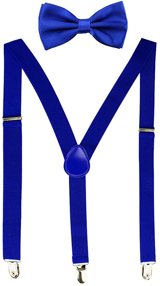 magicx Unisex Suspender, Pre-tied Bowtie Set, Y Back (Royal Blue, Free Size)-picture-12