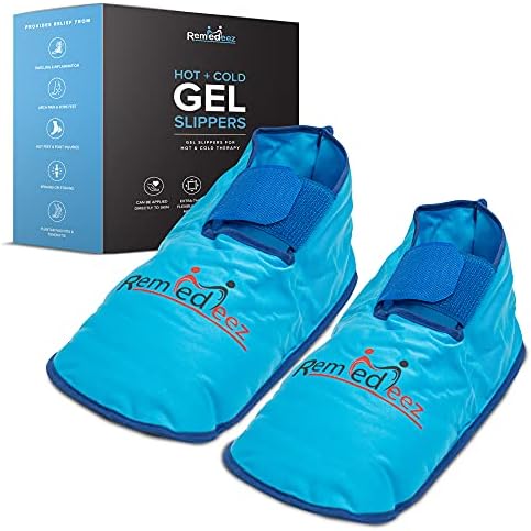 Hot and Cold Therapy 2 Pack Slippers for Swollen and Painful Feet – Pain Relief Gel Pack Slippers for Tired, Hot Feet, Relief from Neuropathy Pain – One Size Fits Most