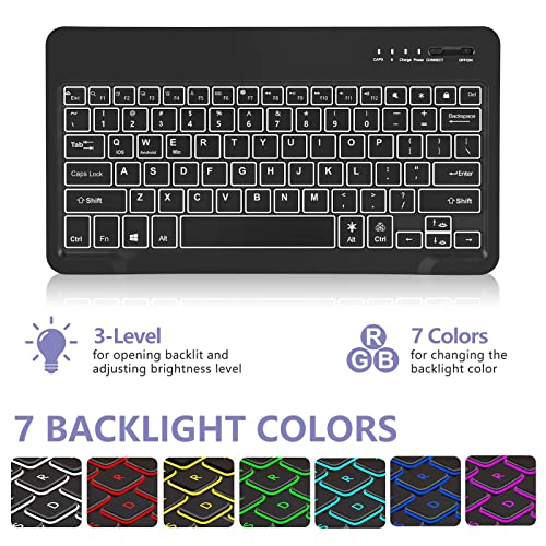 Galaxy Tab S7 Fe 5G Case With Keyboard, (12.4 Inch, 2021 Release) Backlit Wireless Detachable Keyboard, Smart Auto Sleep/Wake Up Folio Case With S Pen Holder, S7 Fe Tablet Case With Keyboard, Black #TOP3